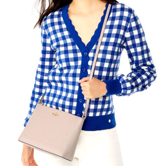 New Kate Spade Leila Crossbody Pebble Leather Cozy Grey (light beige) - Picture 3 of 5